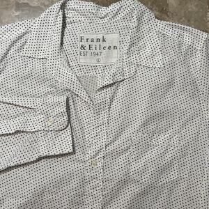 Frank & Eileen Eileen Shirt Womens Large White Hearts Eileen Poplin Twill Blouse